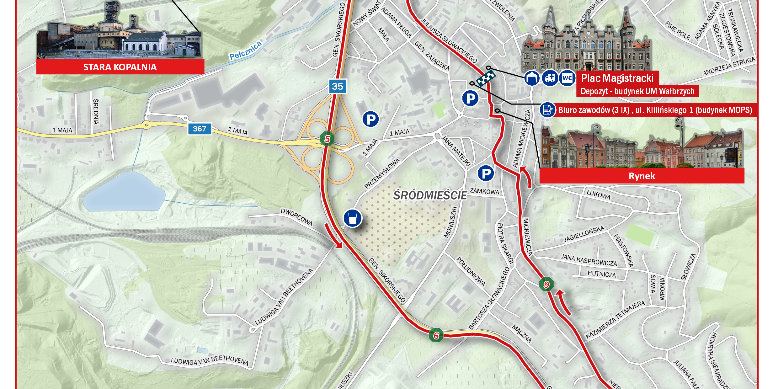 Mapa statyczna Półmaratonu Wałbrzych 2023 – 10 km (on-line)